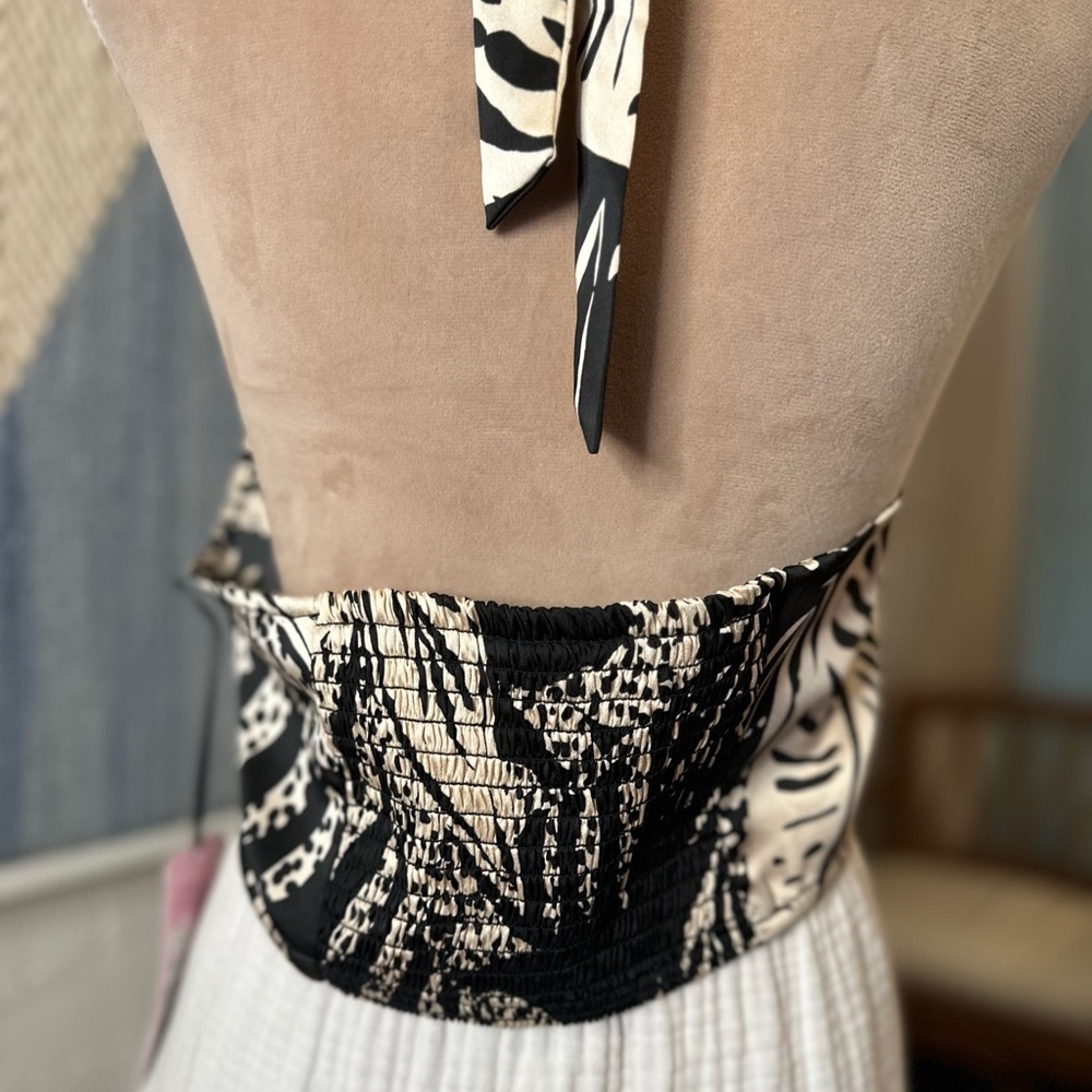 Future Collective Alani Noelle Black Animal Print Bandeau Crop Top - Picture 12 of 16